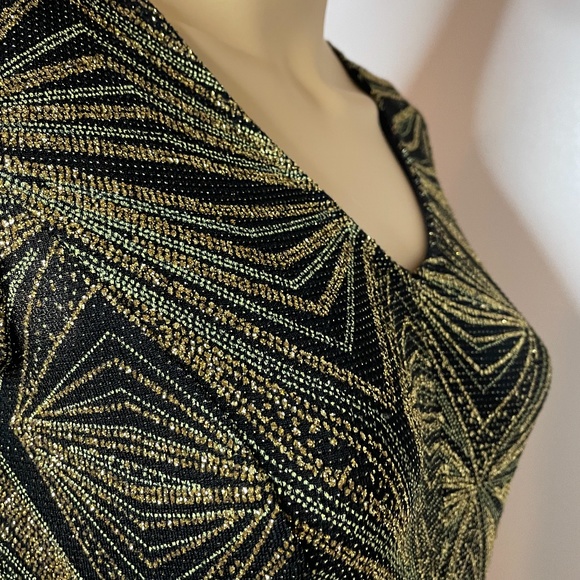 Black gold silver metallic short sleeve maxi dress - Picture 10 of 10